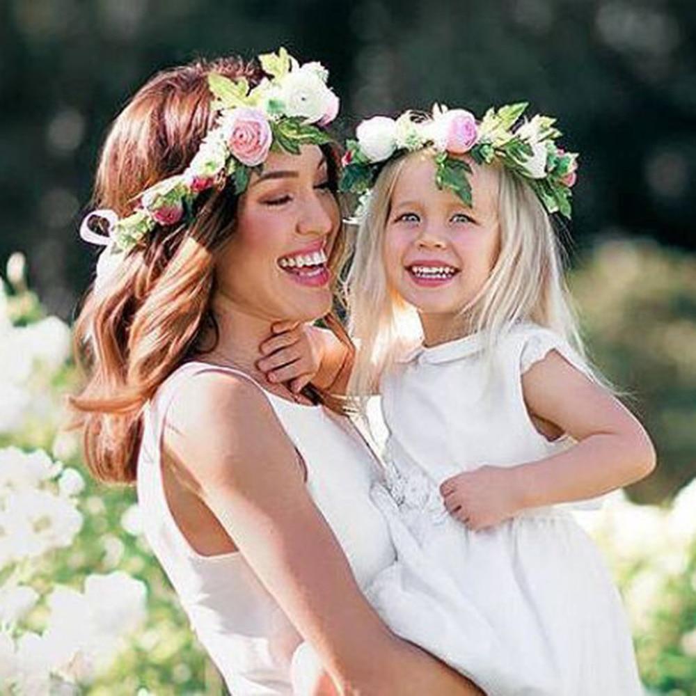 Couronne florale de luxe moderne pour nouveau-né, bandeau assorti mère-enfant, accessoires pour cheveux, bandeau floral mère-fille
