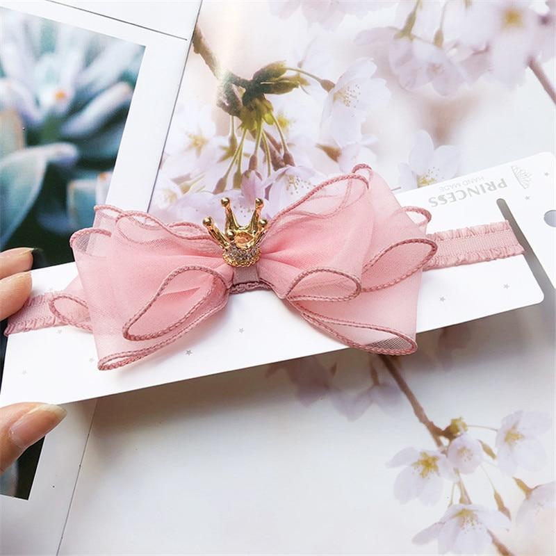 Bandeau Élastique de Luxe pour Bébés Filles, Fait Main, Moderne, avec Perles, Nœud et Couronne en Dentelle