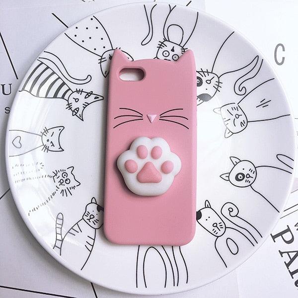 Coque de téléphone portable en silicone souple pour chat, coque arrière pour iPhone 6 6S 7 8 Plus X, motif ours mignon, coque de téléphone portable en forme de phoque 3D, étui en silicone pour iPhone 5S SE 8 Plus