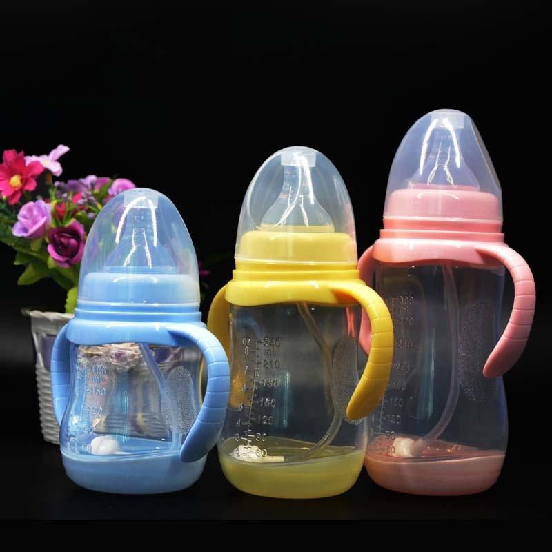 Biberon anti-colique en plastique sans BPA avec paille pour bébé, idéal pour l'eau et le jus, pour l'alimentation des nourrissons