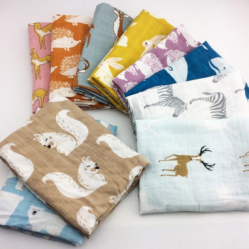 Couvertures pour bébé Nouveau-né Doux Coton biologique Couverture pour bébé Mousseline Emmaillotage Langes Bavoir Langes Bavoir