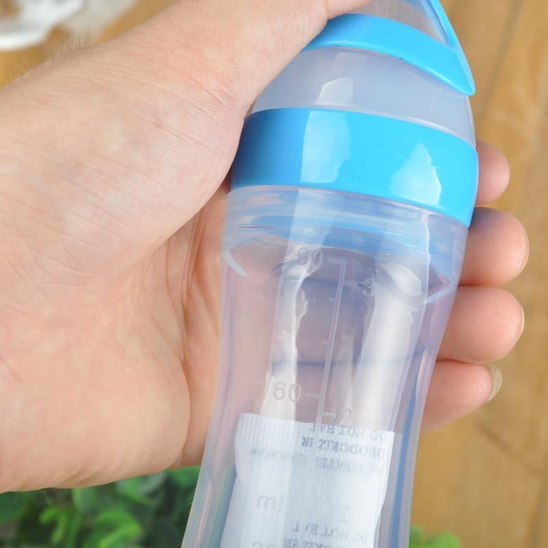 Biberon en silicone de sécurité pour bébés, biberons avec cuillère, tasse de supplément alimentaire pour bébés