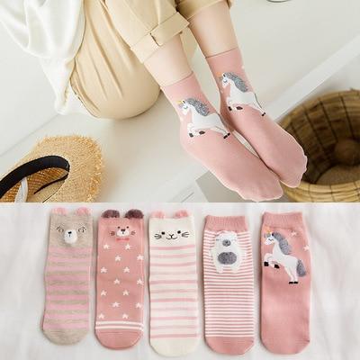 Lot de 5 paires de chaussettes bébé 100 % coton unisexe pour filles et garçons, douces et chaudes, motif dessin animé