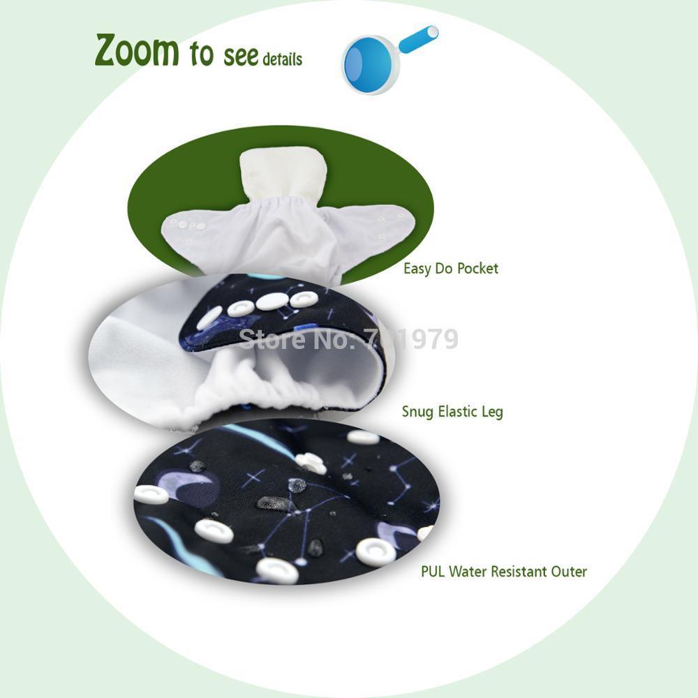 Couche en tissu imprimée ModernLuxury, lavable, réutilisable, avec boutons-pression réglables pour bébés et enfants