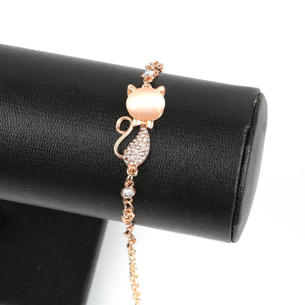 Nouveau bracelet en alliage or rose élégant pour femme, enfant, fille, bijou cadeau, breloques, cristal, opale, strass, chaîne de bracelet