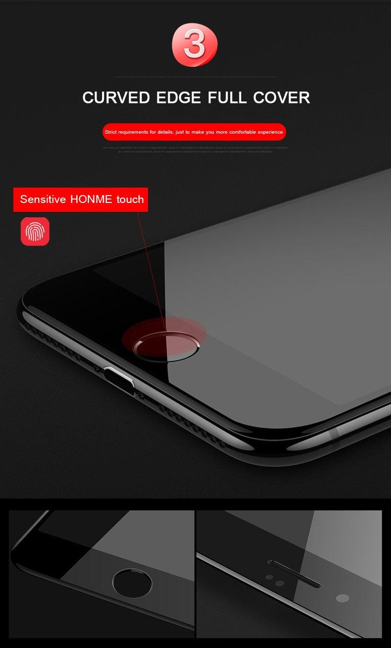 Verre Trempé Incurvé 5D 9H pour iPhone X XR XS 11 12 13 14 Pro Max 6 6S 7 8 Plus SE Mini Film de Protection d'écran Complet Dureté 9H Sans Bulles Installation Facile Film Protecteur d'écran