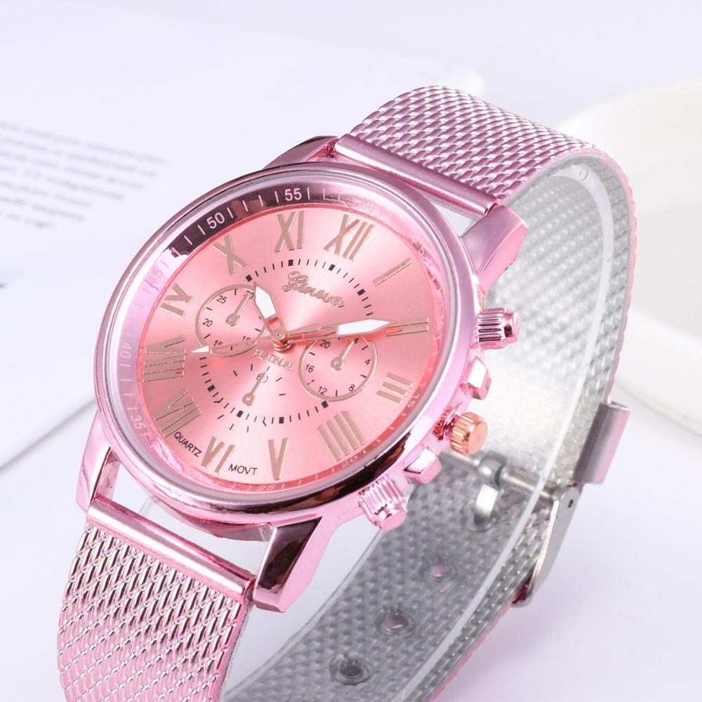 Montres analogiques pour femmes, mode de qualité, chiffres romains, faux cuir, analogique à quartz, montre-bracelet, cadeau pour femmes, dames et filles