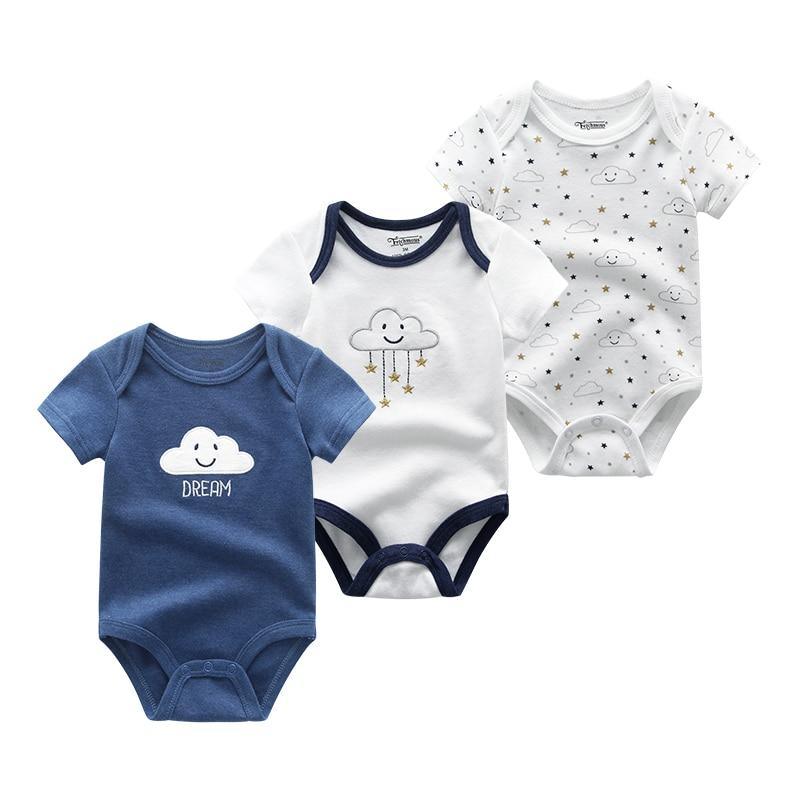 Ensemble 3 pièces moderne unisexe pour nouveau-né, barboteuse et grenouillère à manches courtes pour garçons et filles