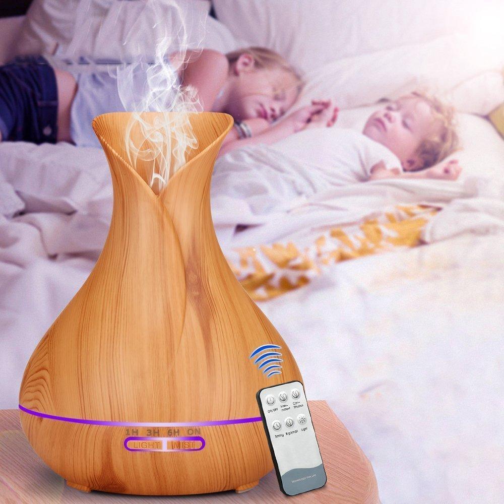 Diffuseur d'huiles essentielles 500ML sans eau, arrêt automatique, humidificateur d'aromathérapie ultrasonique sept couleurs avec modèle de brume réglable, diffuseur pour chambre à coucher, salle de bain, maison, bureau, spa, yoga