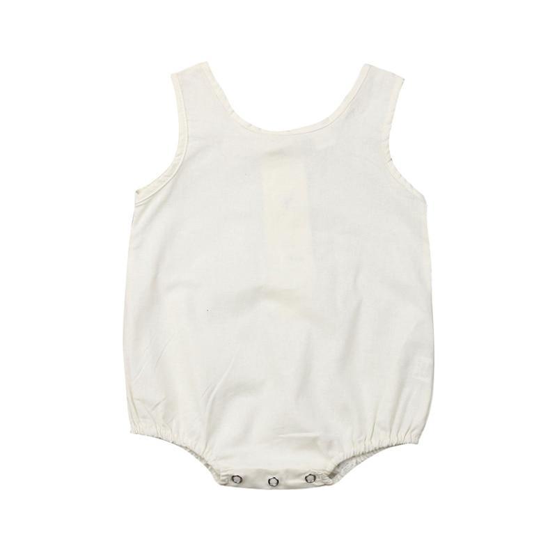 Ensemble barboteuse sans manches en coton et lin pour nouveau-né fille et garçon avec boutons