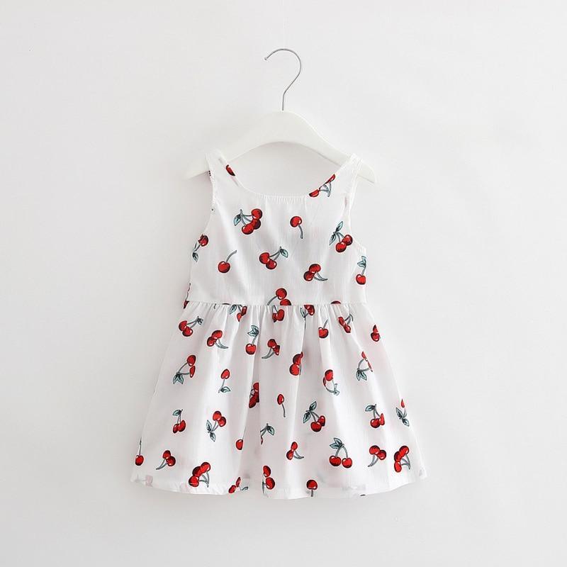 Robe d'été moderne de luxe pour fille, robe cerises pour enfants, robe à dos en V, robe débardeur en coton pour bébé, robe licou pour filles