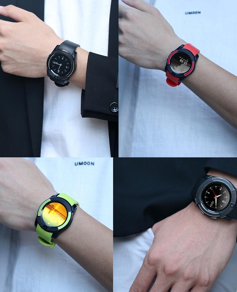 Montre intelligente de sport célèbre avec carte SIM pour systèmes Android et IOS avec caméra, appels, composition d'appels et moniteur de fréquence cardiaque.