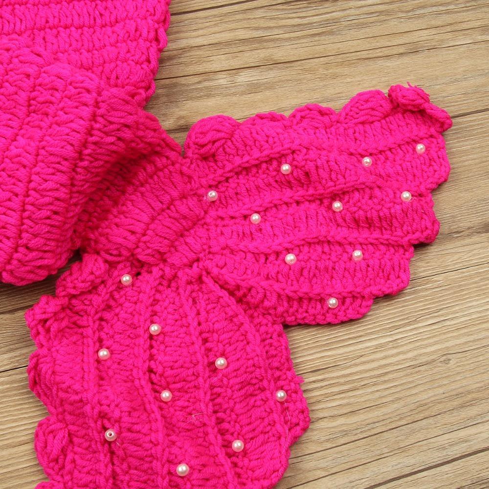Bébé Chapeau Sirène Nouveau-né Accessoires Photographie Filles Bonnet Tricoté Crocheté Fait Main Design Princesse Moderne