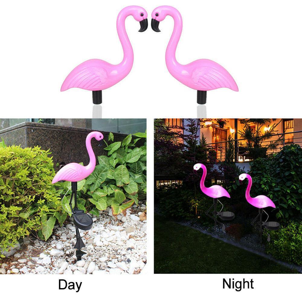 ENSEMBLE DE 3 LAMPES SOLAIRES LED MODERNES Flamant Rose Pour Jardin Et Cour Avec Station De Base – Éclairage Décoratif Pour Allée, Chemin Et Paysage