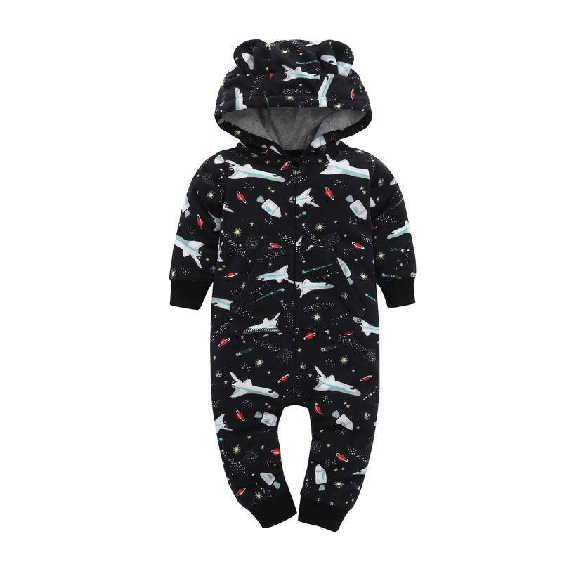 Grenouillère polaire moderne de haute qualité pour nouveau-né, barboteuse de garçon, grenouillère à capuche avec oreilles d'ours pour enfants