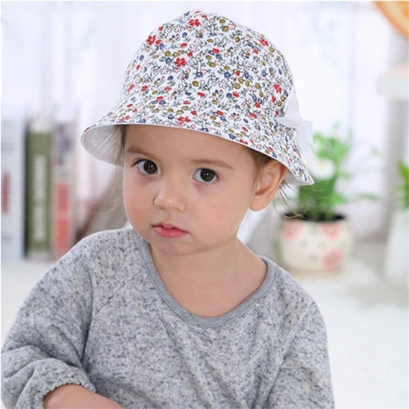 Chapeau de soleil moderne pour bébé fille, en coton, casquette pour enfant avec nœud papillon et imprimé floral, bob réversible