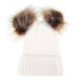 Casquettes Parent-enfant Tendance Mignon Bébé Pompon Casquette Hiver Double Balle de Fourrure Chapeau Bébé Maman Chapeau Tricoté Chaud