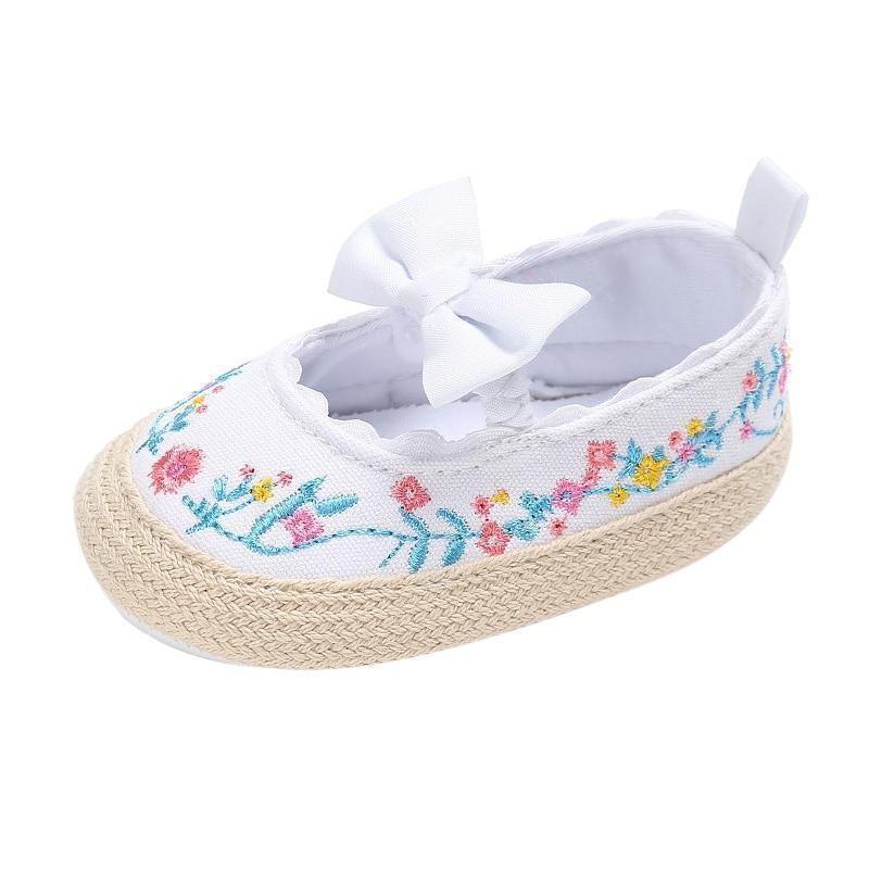Chaussures Premiers Pas Bébé Fille, Semelle Souple Antidérapante, Nœud Blanc, Chaussures Élégantes et Luxueuses Pour Bébé Fille, Cadeau Parfait