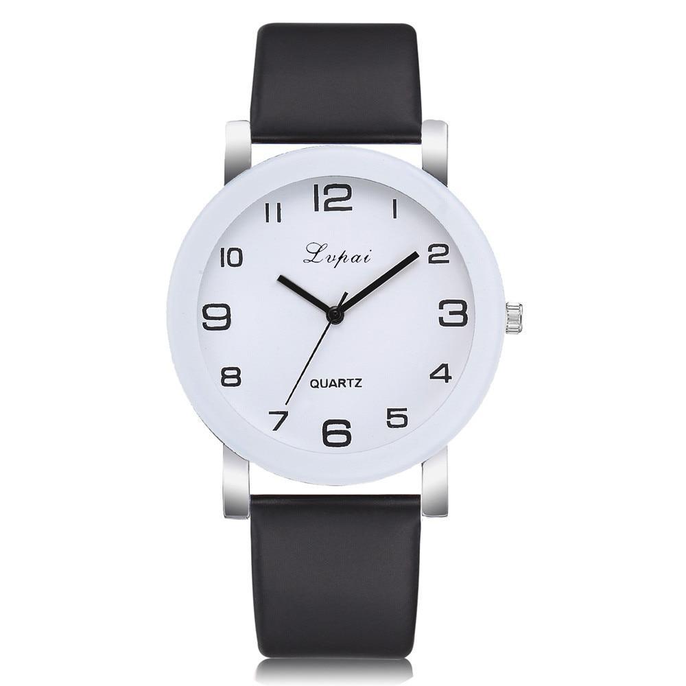 Montre Femme Mode Simple Blanc Quartz Montres-Bracelets Sport Bande Cuir Décontracté Montres Dames Pour Femmes et Filles