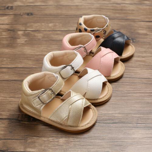 Sandales d'été élégantes pour bébé garçon fille, premiers pas, nouveau-né, cuir, semelle souple, chaussures de berceau confortables