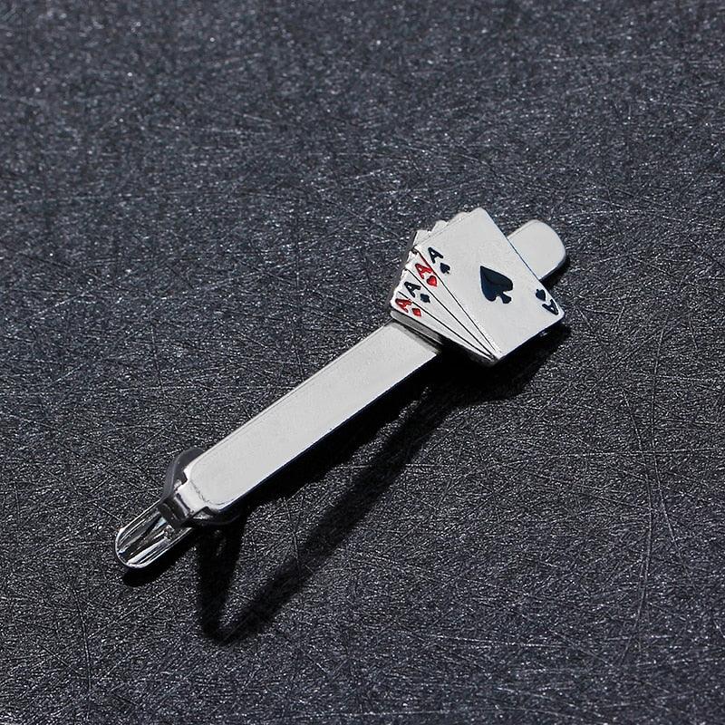 Pince à Cravate Cartes à Jouer Rétro Vintage Élégante Pince à Cravate Homme Clips Uniques Boutons de Manchette de Mariage pour Anniversaire Réunion d'Affaires et Vie Quotidienne