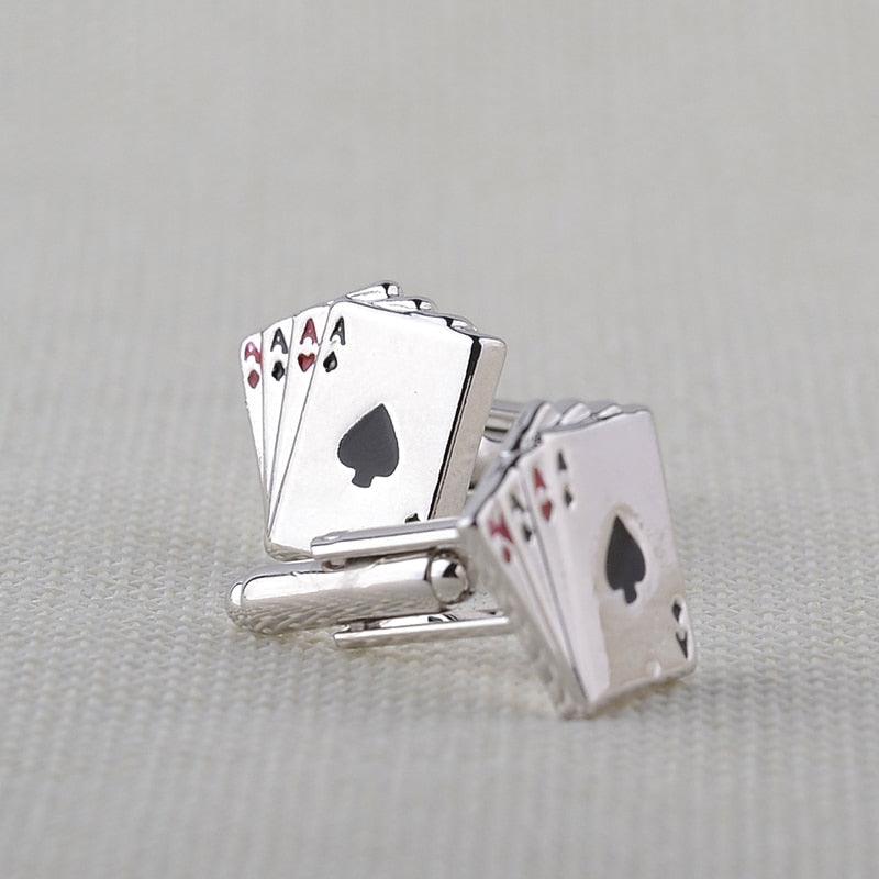 Pince à Cravate Cartes à Jouer Rétro Vintage Élégante Pince à Cravate Homme Clips Uniques Boutons de Manchette de Mariage pour Anniversaire Réunion d'Affaires et Vie Quotidienne