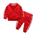 Mode Nouveaux Vêtements Coton Manches Longues Solide Fermeture Éclair Veste Pantalon 2 Pièces Ensemble De Vêtements Bébé Garçon / Bébé Fille En Design Sportif
