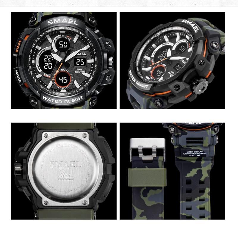Montre Sport Homme Militaire Vert Armée Moderne Étanche 50M Avec Affichage Numérique LED Style Relogio Masculino