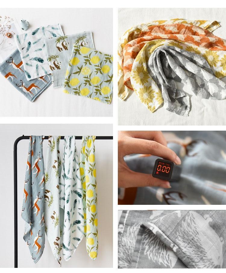 Couvertures pour bébé Nouveau-né Doux Coton biologique Couverture pour bébé Mousseline Emmaillotage Langes Bavoir Langes Bavoir
