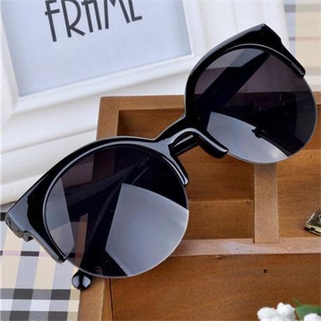 Nouvelles lunettes de soleil de luxe modernes rétro de marque super rondes avec protection UV400 pour femme avec œil de chat