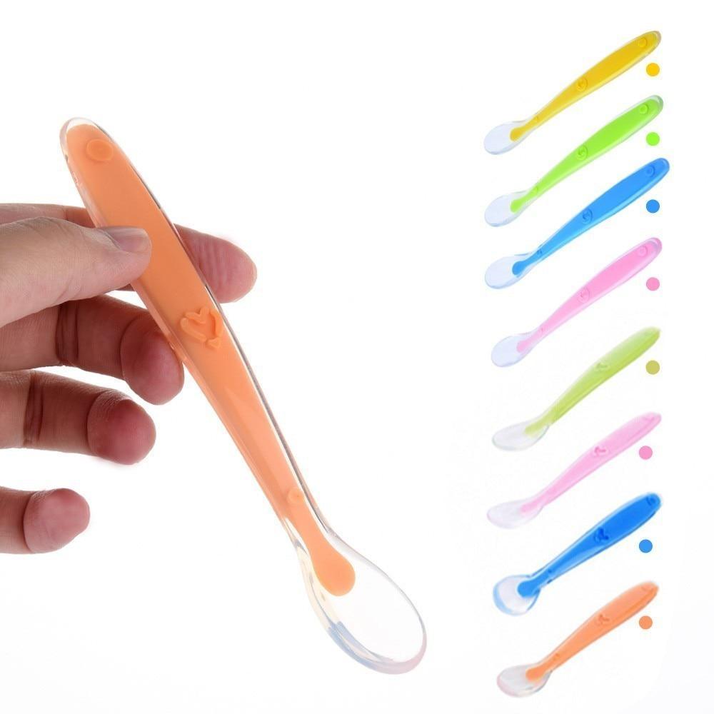 Cuillères pour bébé Plats d'alimentation Vaisselle pour enfants Couverts Cuillère en silicone Outils de patchwork Lot Louche à soupe