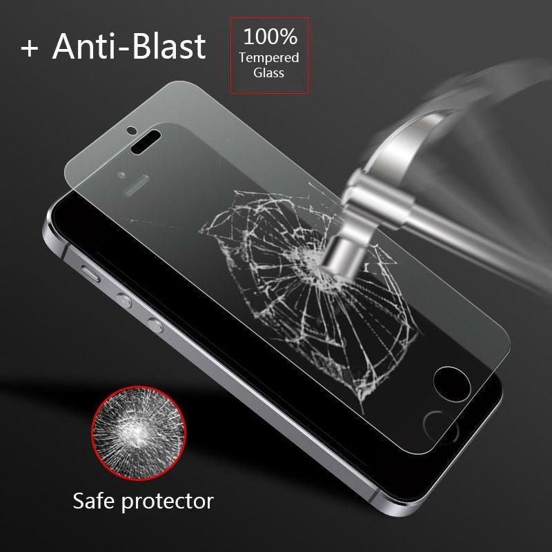 Verre mat dépoli pour iPhone 5 5s 5c SE X XS Max XR, Verre trempé 9H pour iPhone 6 6s 7 8 Plus, Étui de protection en verre, Film en verre trempé compatible avec les étuis, Protecteur d'écran en verre HD clair pour iPhone