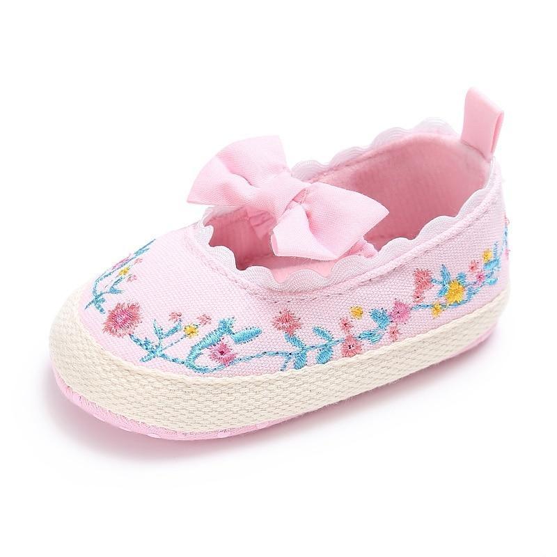 Chaussures Premiers Pas Bébé Fille, Semelle Souple Antidérapante, Nœud Blanc, Chaussures Élégantes et Luxueuses Pour Bébé Fille, Cadeau Parfait