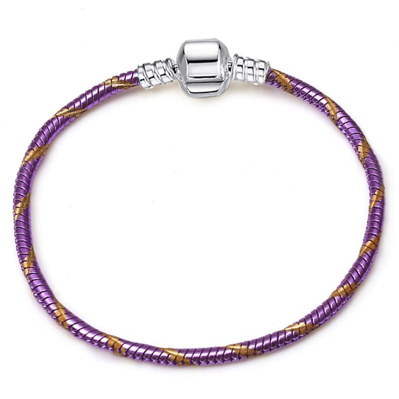Bracelet fin chaîne serpent couleur argent, de luxe, moderne et de haute qualité, authentique, compatible avec les charms européens pour femmes, avec cœur et étoile