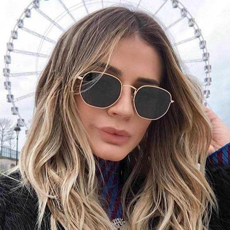 Lunettes de soleil unisexes pour femmes et hommes, vintage, rétro et modernes, monture carrée en métal, pilote miroir classique, avec protection UV400