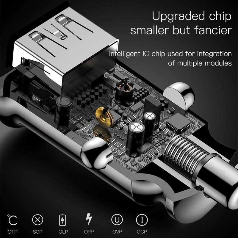 Double chargeur de voiture USB noir 3,1 A adaptateur de charge rapide pour voiture Chargeurs de voiture
