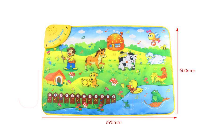 Tapis de Jeu Musical de Ferme pour Bébé avec Sons d'Animaux et Piano, Tapis de Sol d'Éveil pour Bébé, Jouet pour Bébé