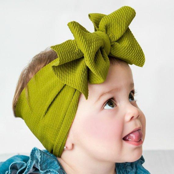 Bandeau réglable avec gros nœud – Bandeaux turban avec nœud oversize pour nouveau-né fille