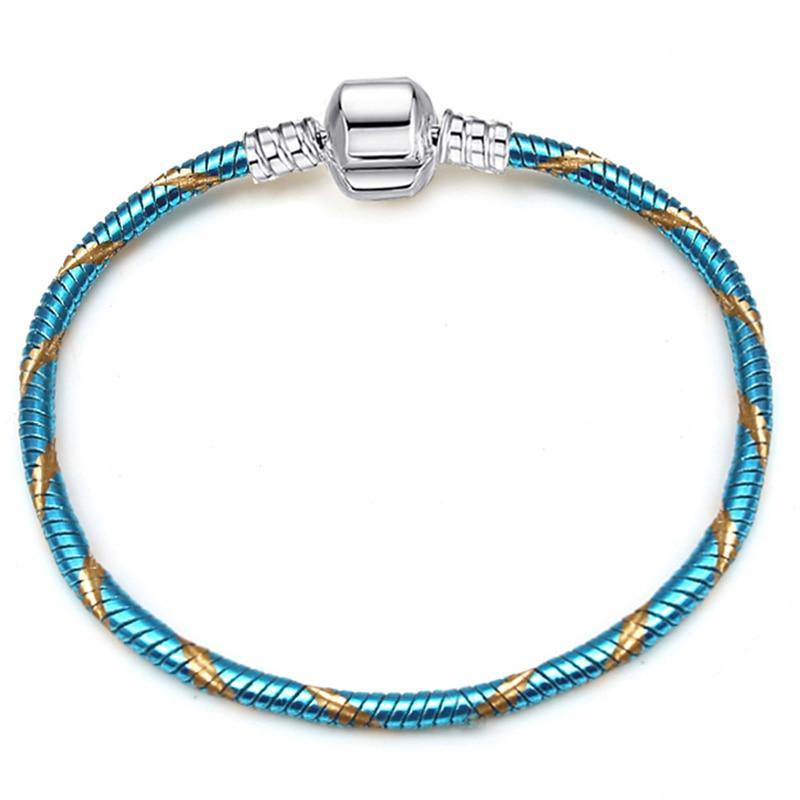 Bracelet fin chaîne serpent couleur argent, de luxe, moderne et de haute qualité, authentique, compatible avec les charms européens pour femmes, avec cœur et étoile