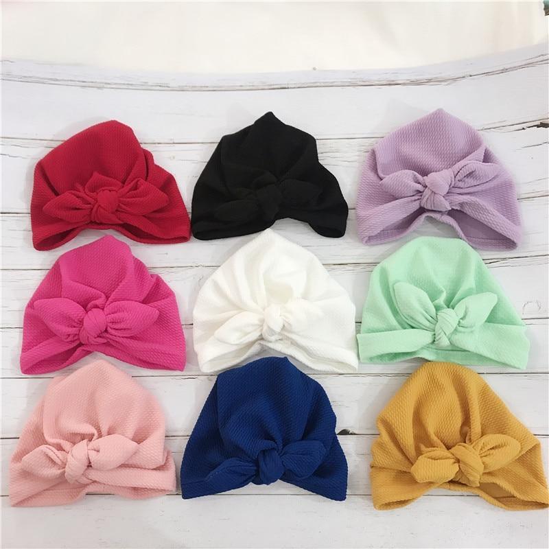 Bonnets de bébé faits à la main avec oreilles de lapin pour nourrissons et jeunes enfants, filles, chapeau bohème, bonnet, écharpe, turban, bandeau pour filles, bébés