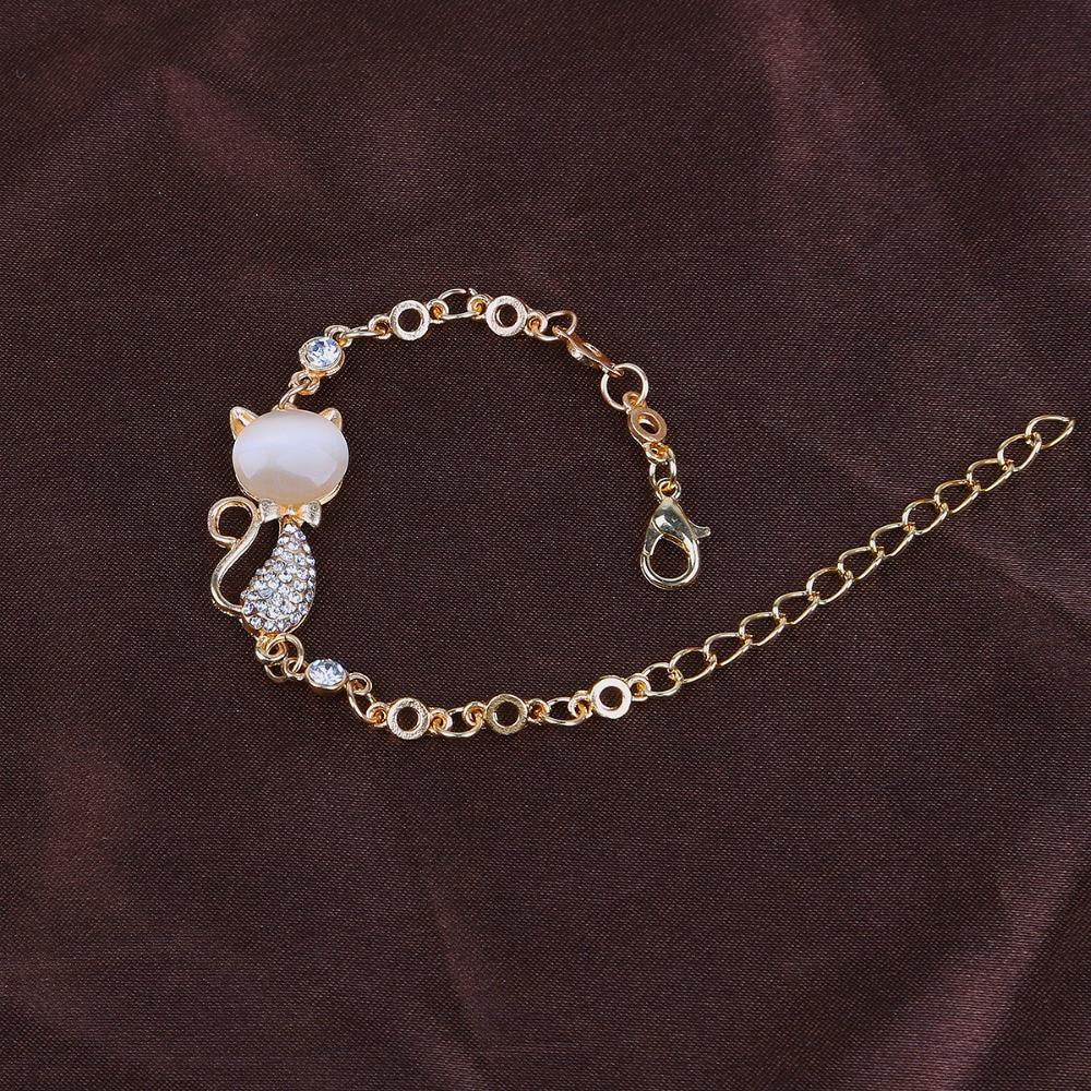 Nouveau bracelet en alliage or rose élégant pour femme, enfant, fille, bijou cadeau, breloques, cristal, opale, strass, chaîne de bracelet