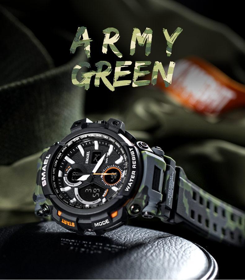 Montre homme rouge sport moderne étanche 50m avec affichage numérique LED style militaire Armi Relogio Masculino