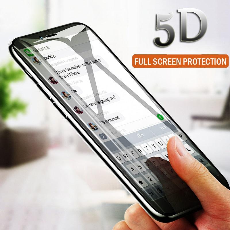 Verre Trempé Incurvé 5D 9H pour iPhone X XR XS 11 12 13 14 Pro Max 6 6S 7 8 Plus SE Mini Film de Protection d'écran Complet Dureté 9H Sans Bulles Installation Facile Film Protecteur d'écran