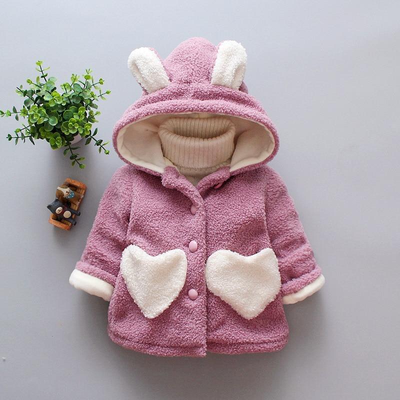 Manteaux d'hiver pour bébés filles, vêtements d'extérieur épais en velours pour nouveau-nés, sweats à capuche pour tout-petits avec motif cœur pour filles et bébés