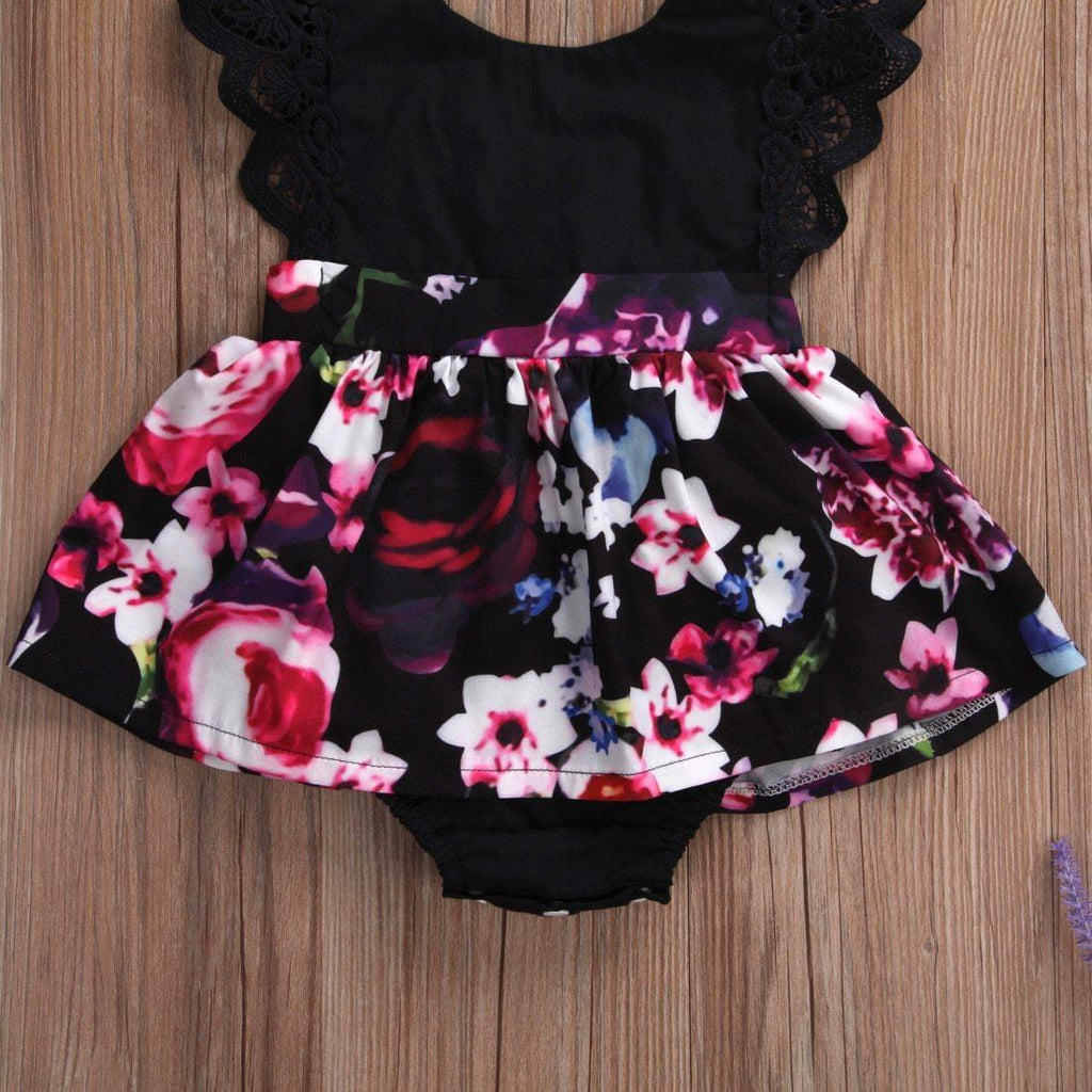 Barboteuse de luxe tendance pour bébé fille, robe tutu, bandeau, tenues florales, robe de soirée en fleurs, design intéressant avec nœud