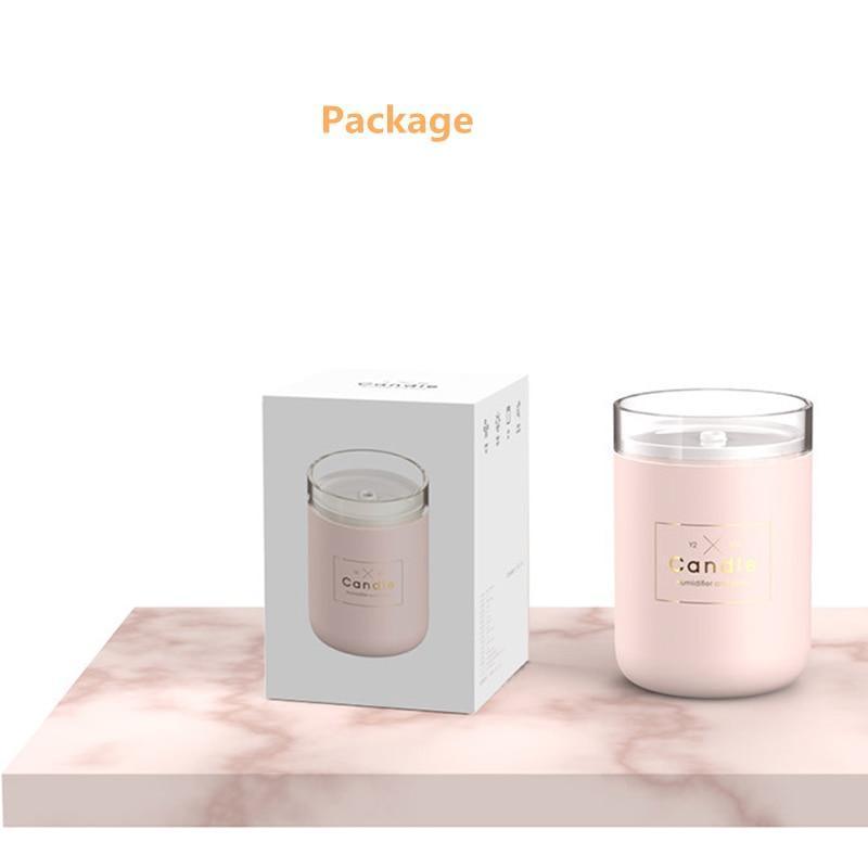 Humidificateur d'air ultrasonique 280 ml Bougie Lumière douce romantique Diffuseur d'huiles essentielles USB Diffuseur de brume d'arôme pour voiture