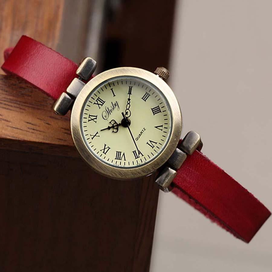 Nouvelle mode Montre en cuir pour femme très vendue Montre vintage Montres habillées pour femmes et jeunes filles