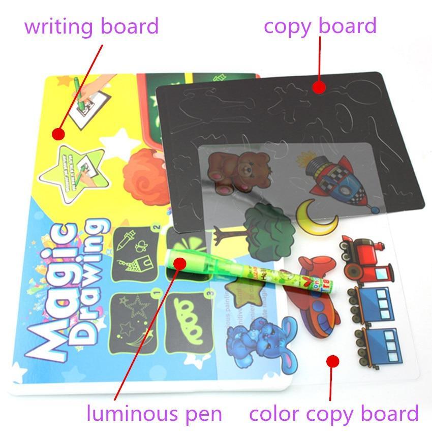 Tablette de dessin jouet éducatif Graffiti A4 A3 Led Lumineux Magique Brut avec lumière-amusant