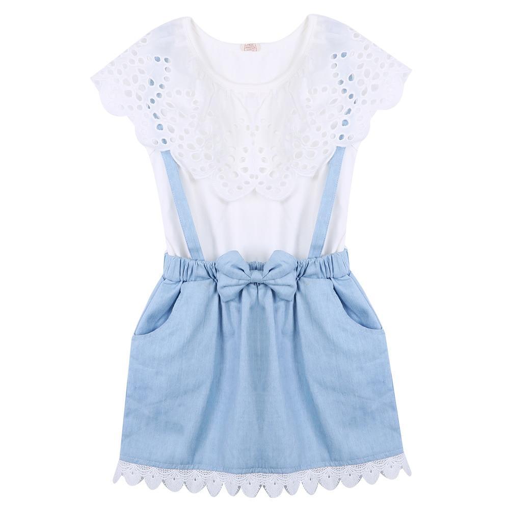 Bébé fille à volants T-shirt haut et robe à bretelles Tenue mignonne Ensemble de vêtements Cadeau parfait Design unique