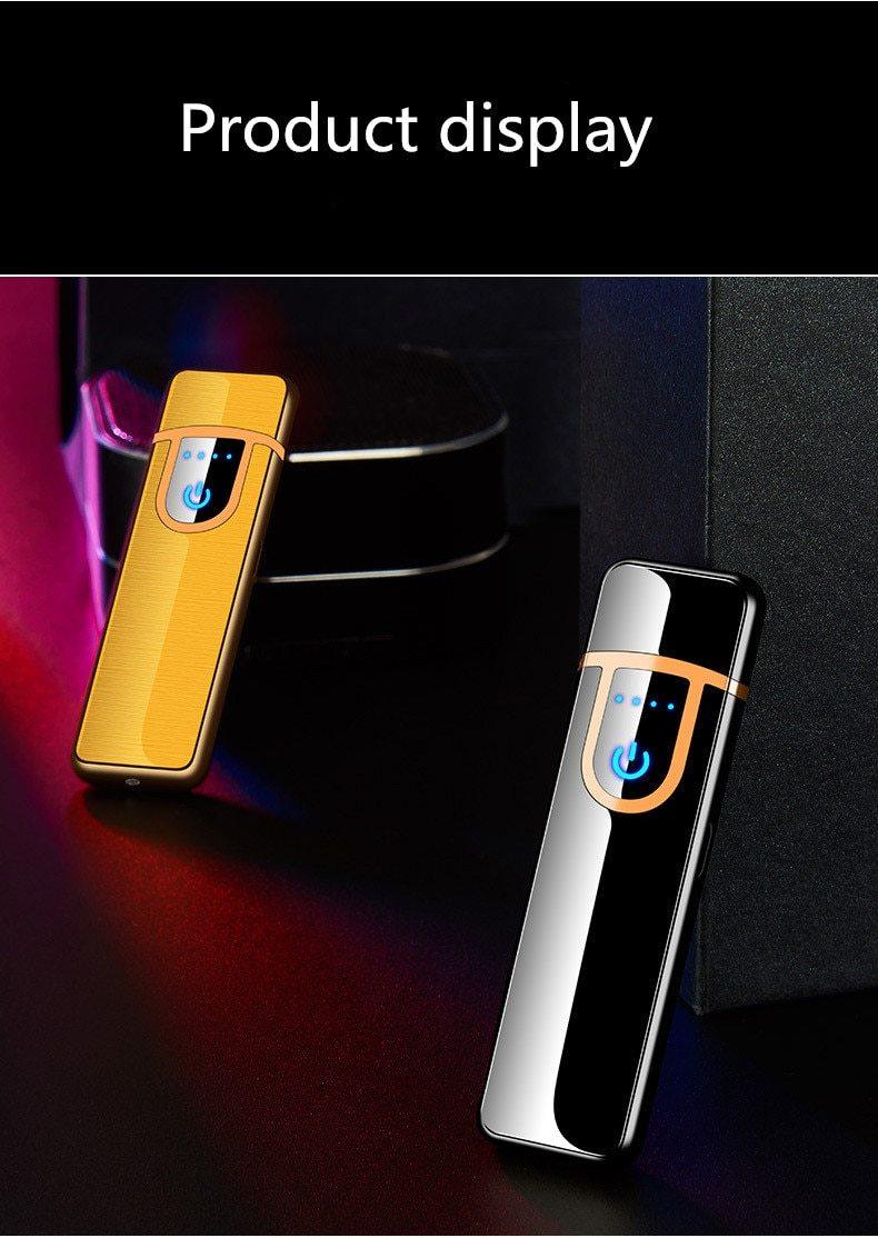 Briquet Électronique USB Moderne de Luxe, Coupe-Vent, Mince, Coloré, avec Capteur Tactile et Gravure Dragon, Idéal pour un Cadeau